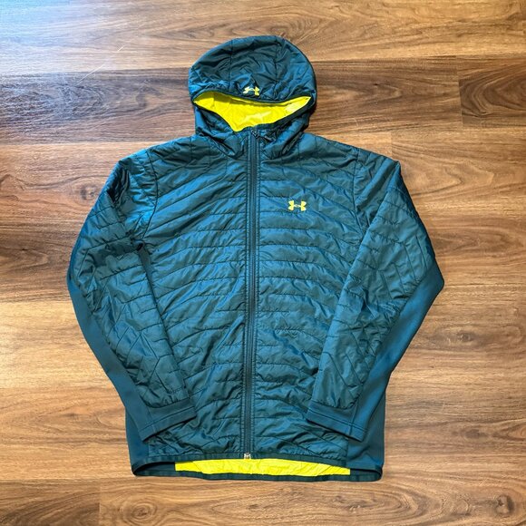 Under Armour Other - Under Armour Men's ColdGear Reactor Hybrid Jacket Large Green Yellow Zip Up